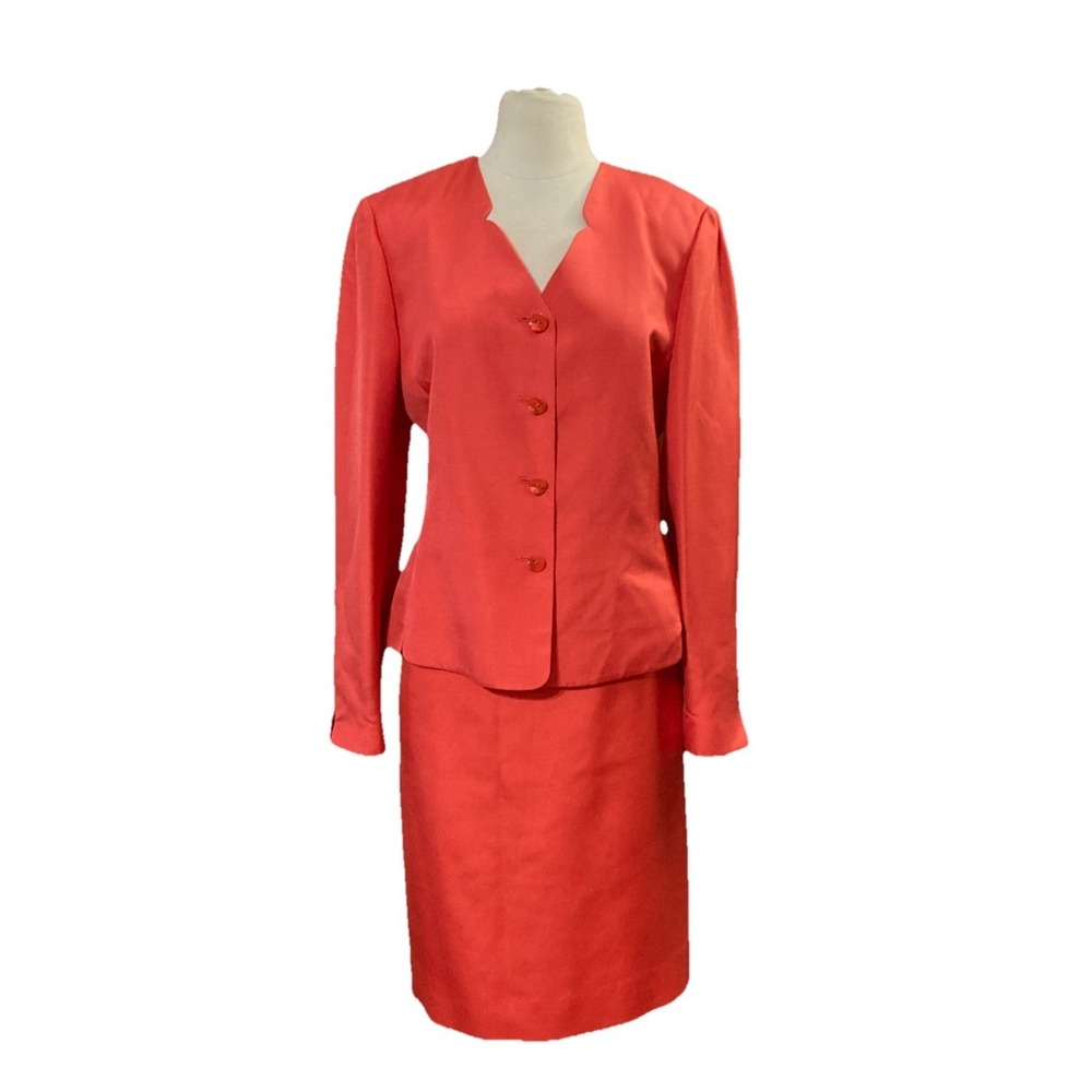 Dana Buchman Silk Wool Skirt suit wmens Sz 12 New Pink Career mother Bride $476‎
